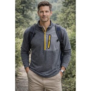Eddie Bauer First Ascent 1/4 Zip Fleece Pullover Men's Large Steel Gray Jacket